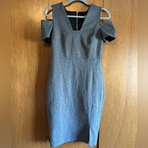 Business casual Express Gray cold-shoulder dress